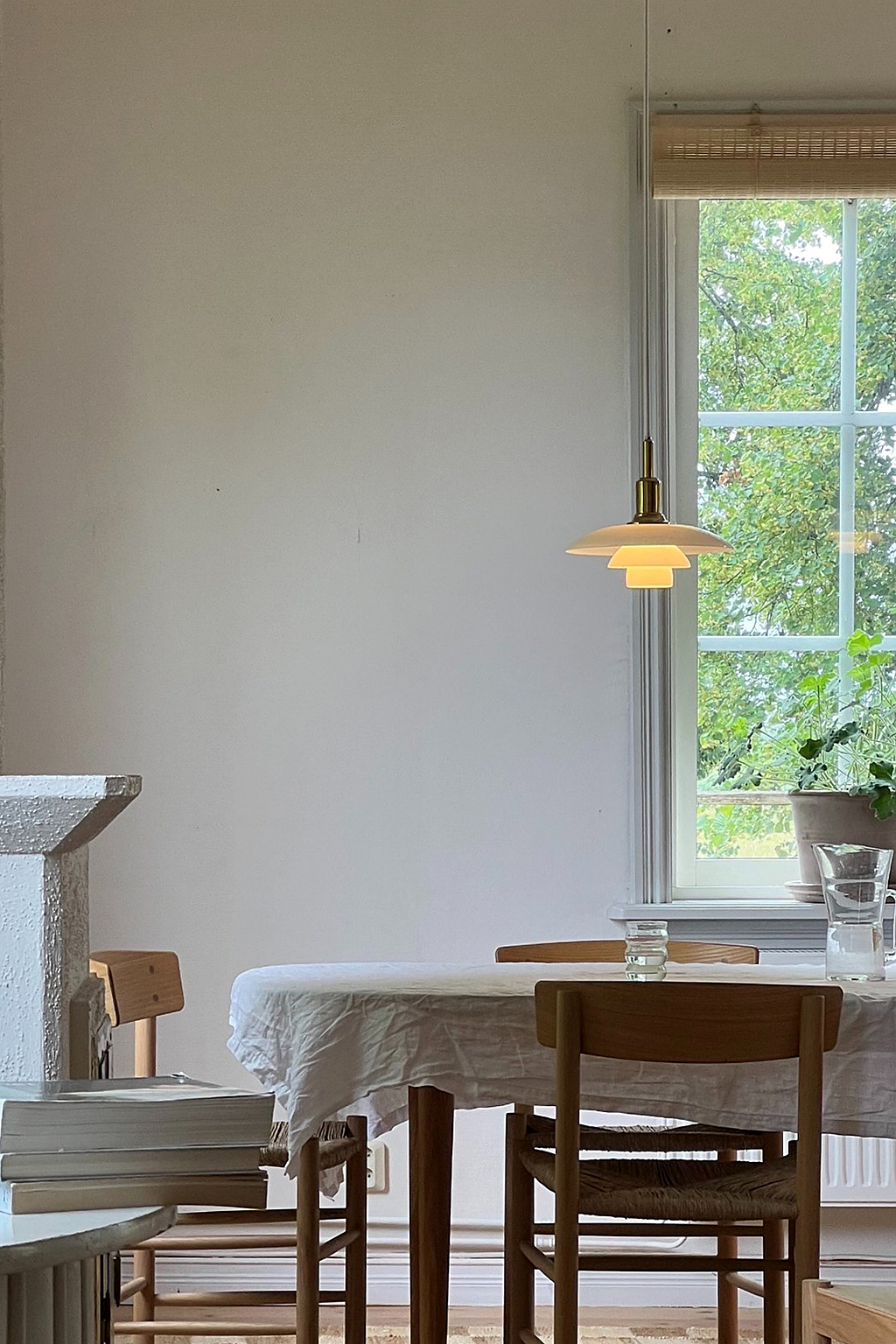 Three-Tier Opal Glass Pendant Light gallery 04 source window brass
