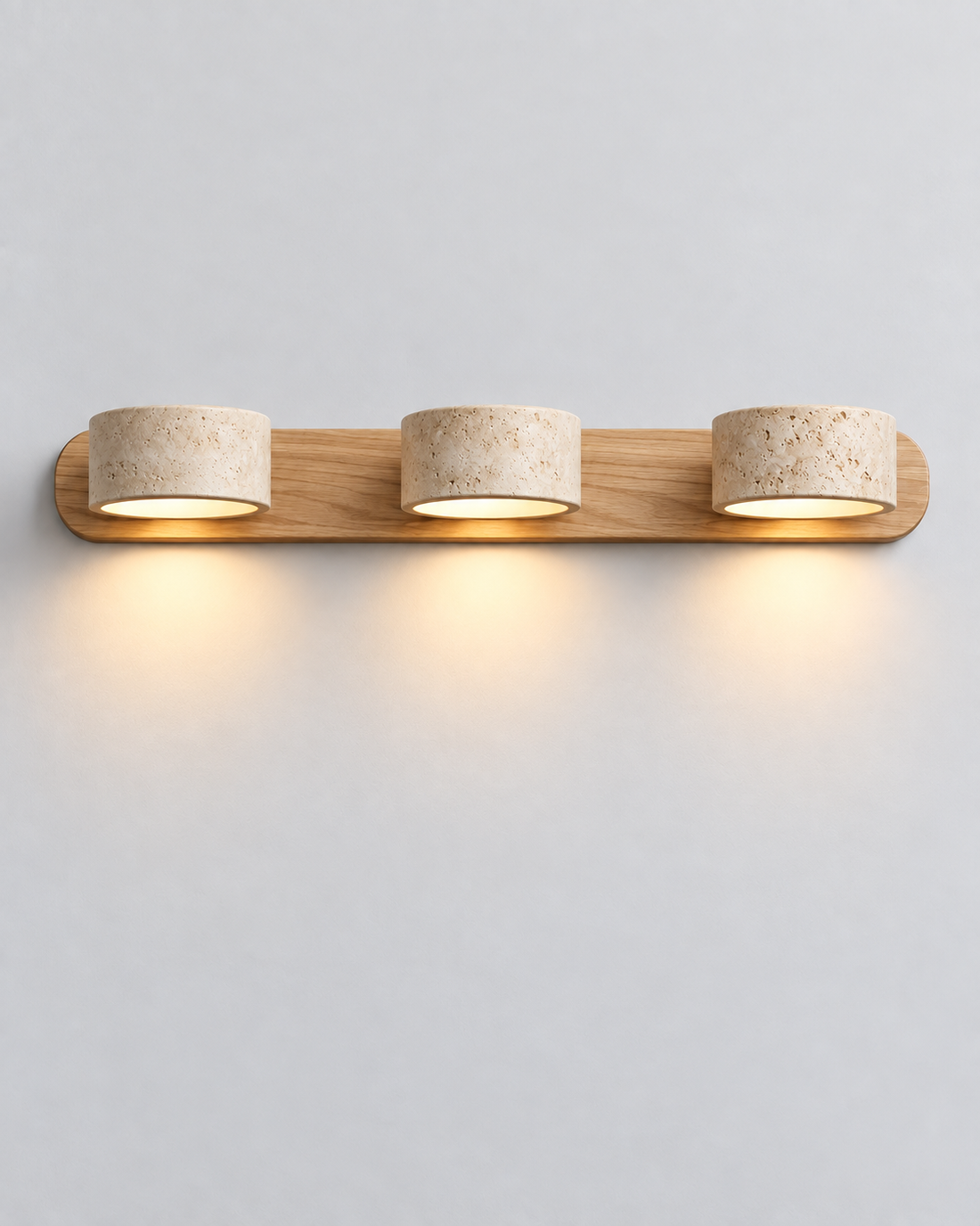 Wood Wall Sconce Travertine Shade Linear Vanity Light 2-Light 3-Light Bathroom