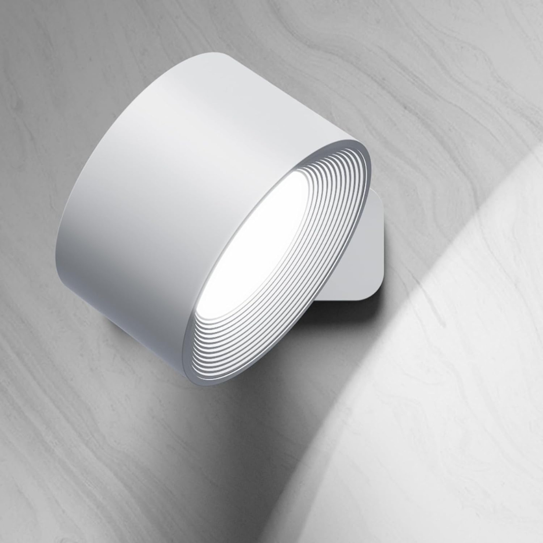 Wall Light Fixture Cordless Rechargeable 360° Rotating LED Black Touch Control Bedside Reading