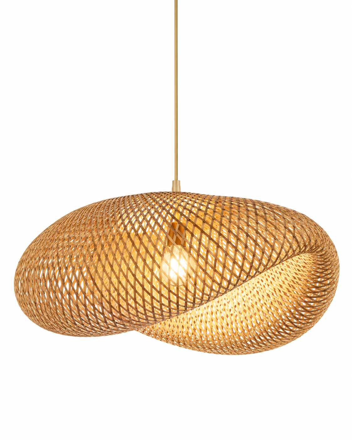 Rattan Pendant Light Woven Oval Dome Hanging Ceiling Lamp Dining Room Kitchen