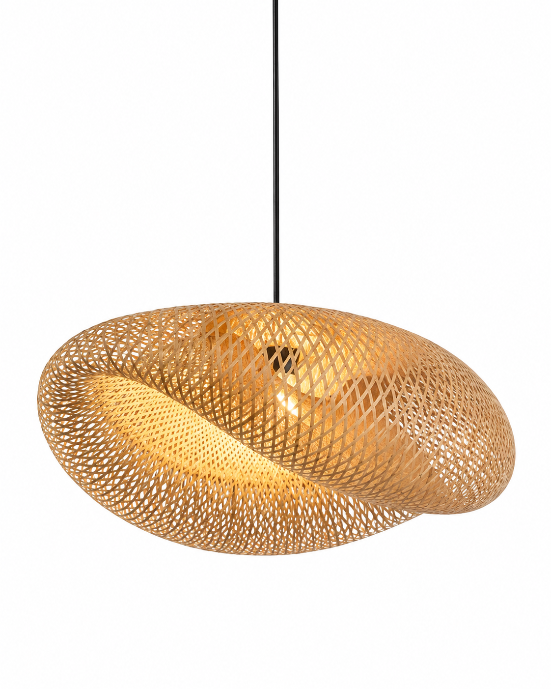 Rattan Pendant Light Woven Oval Dome Hanging Ceiling Lamp Dining Room Kitchen