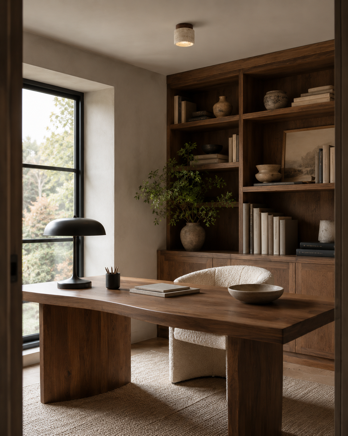 Ceiling Lights Travertine Drum Shade Walnut Wood Canopy Flush Mount Fixture