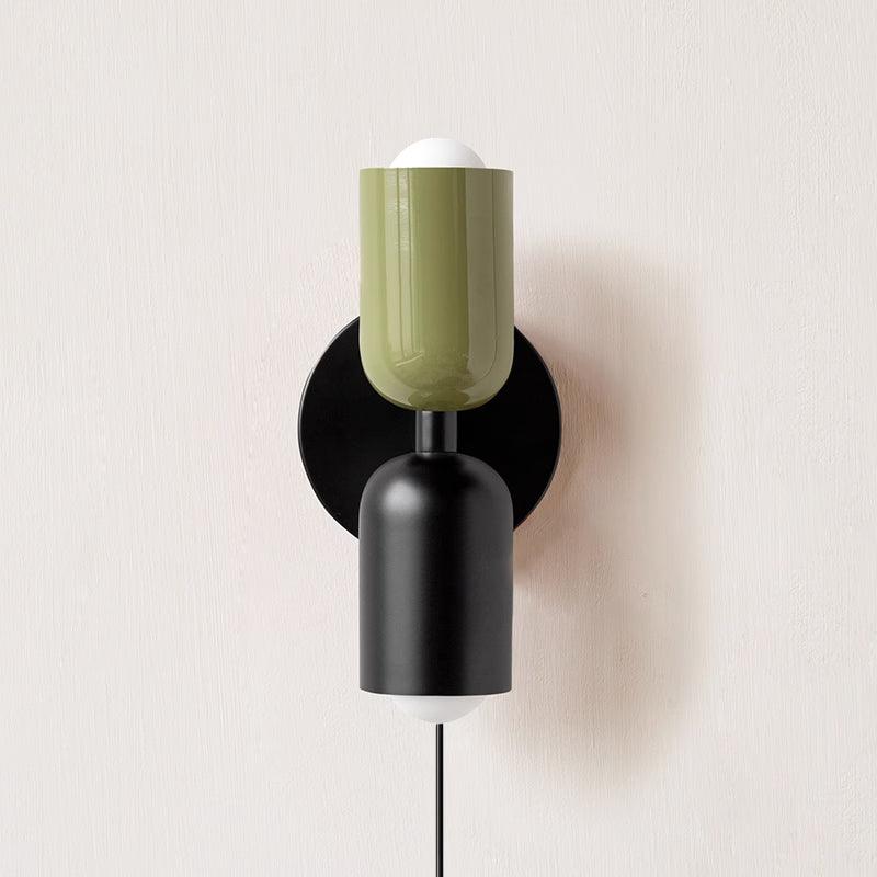 Dual Glow Wall Sconces Two Light Up Down Plug In Cord Switch Bedroom Living Room