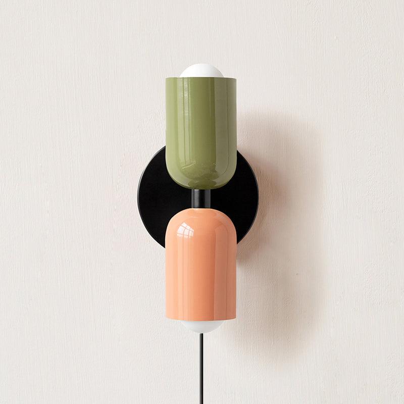 Dual Glow Wall Sconces Two Light Up Down Plug In Cord Switch Bedroom Living Room