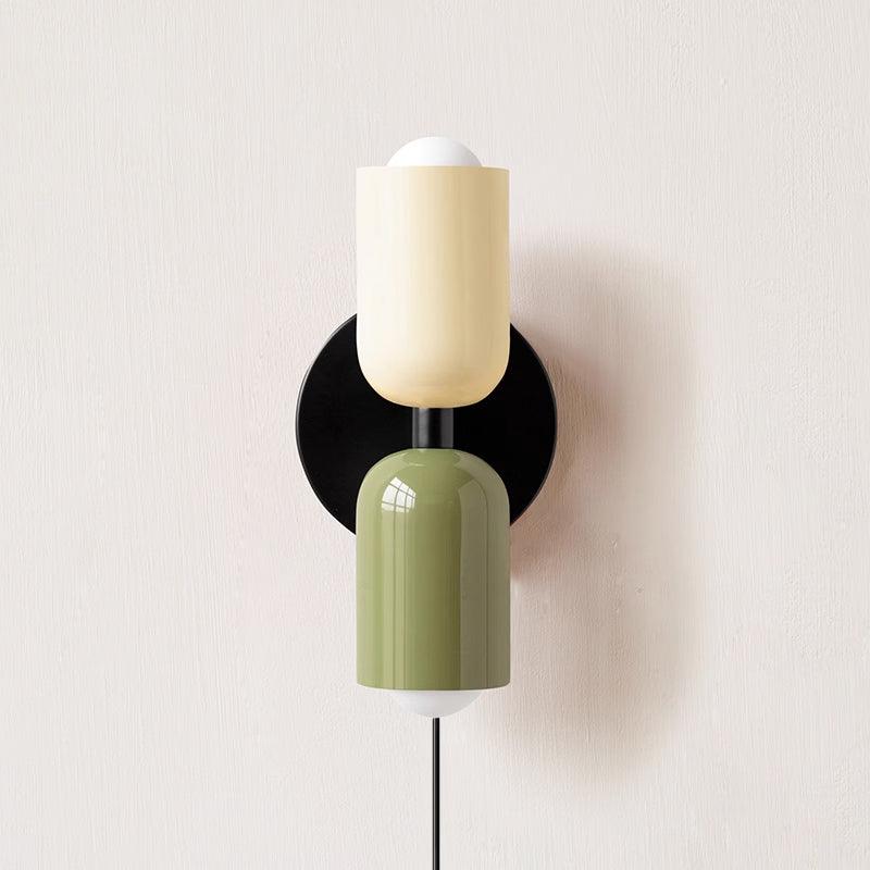 Dual Glow Wall Sconces Two Light Up Down Plug In Cord Switch Bedroom Living Room