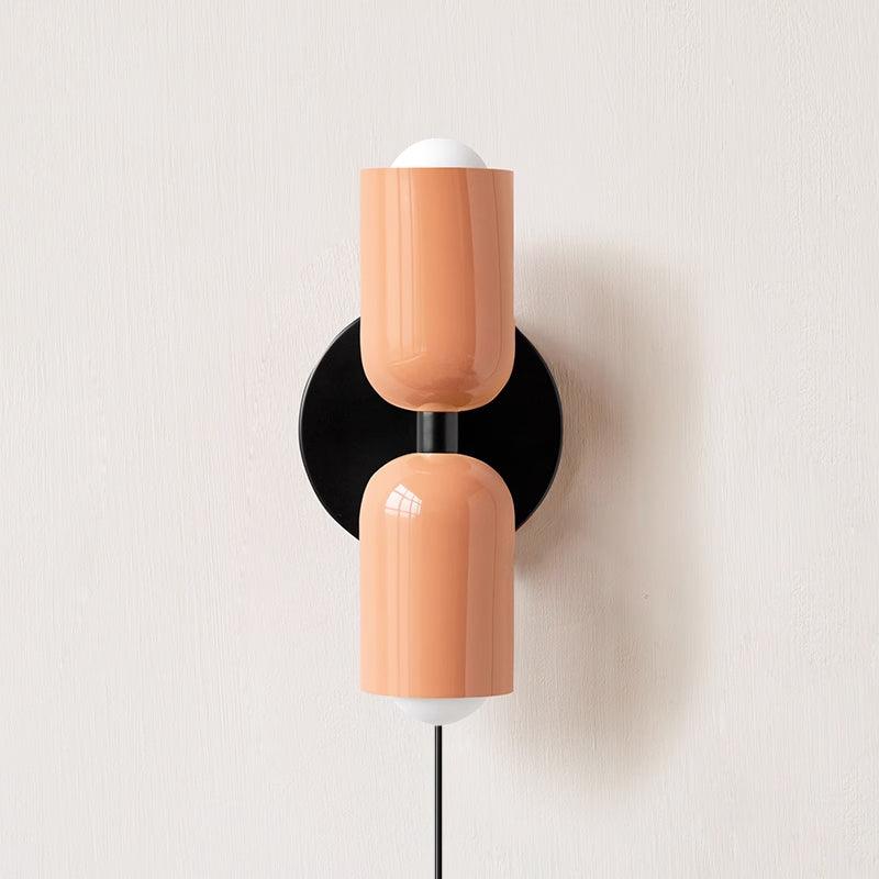 Dual Glow Wall Sconces Two Light Up Down Plug In Cord Switch Bedroom Living Room