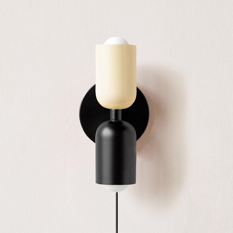 Dual Glow Wall Sconces Two Light Up Down Plug In Cord Switch Bedroom Living Room