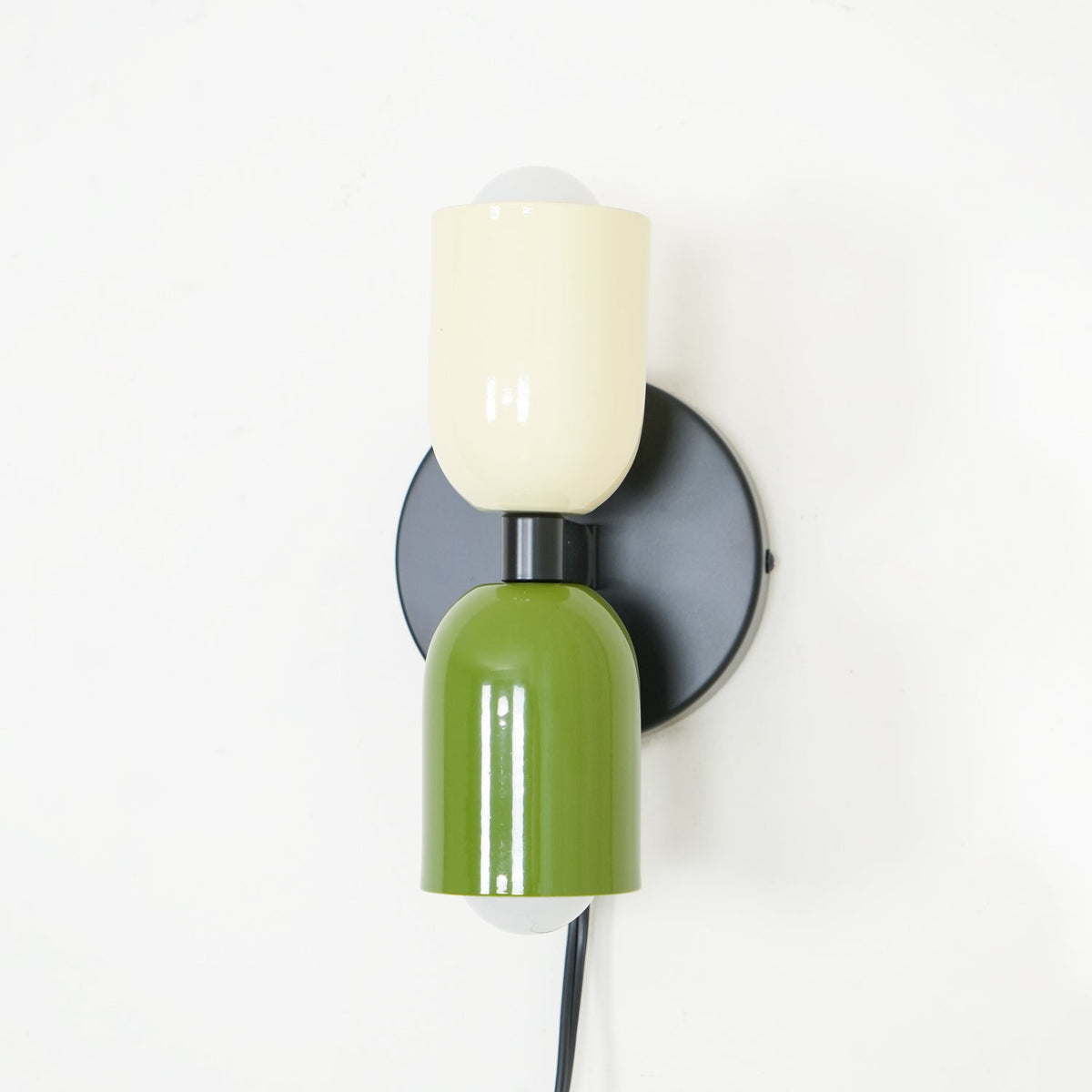 Dual Glow Wall Sconces Two Light Up Down Plug In Cord Switch Bedroom Living Room