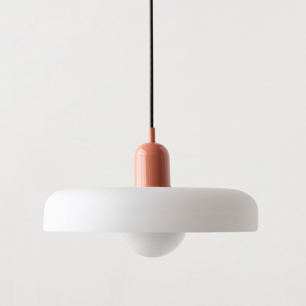 Glass Pendant Lights Bauhaus Round Flat Disc Shade Hanging Ceiling Light Home Decor