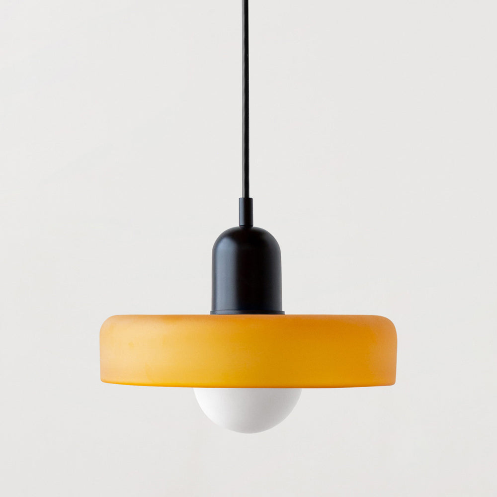Glass Pendant Lights Bauhaus Round Flat Disc Shade Hanging Ceiling Light Home Decor