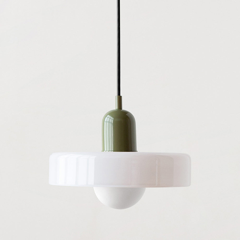 Glass Pendant Lights Bauhaus Round Flat Disc Shade Hanging Ceiling Light Home Decor