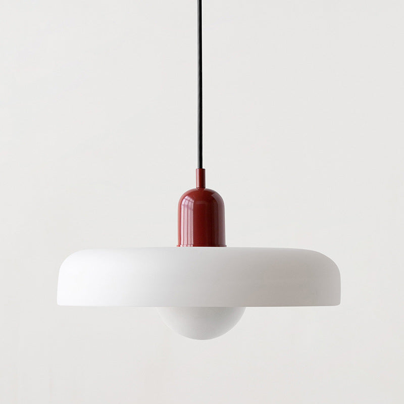 Glass Pendant Lights Bauhaus Round Flat Disc Shade Hanging Ceiling Light Home Decor