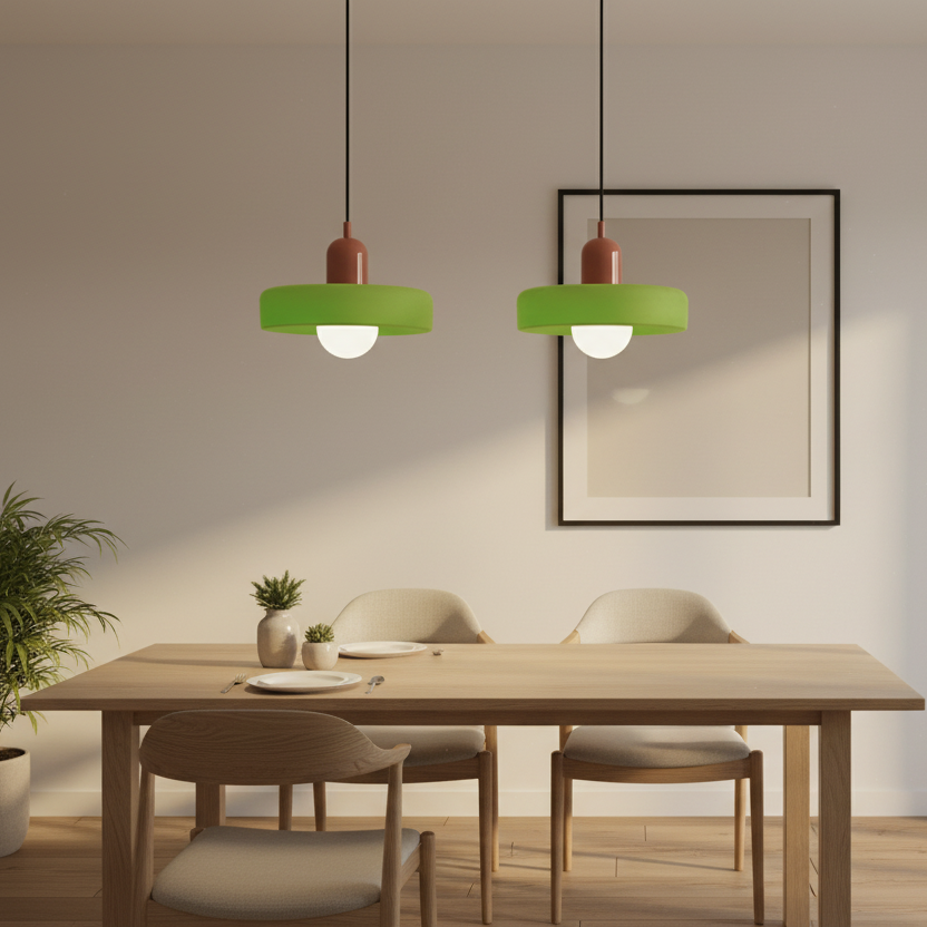 Glass Pendant Lights Bauhaus Round Flat Disc Shade Hanging Ceiling Light Home Decor