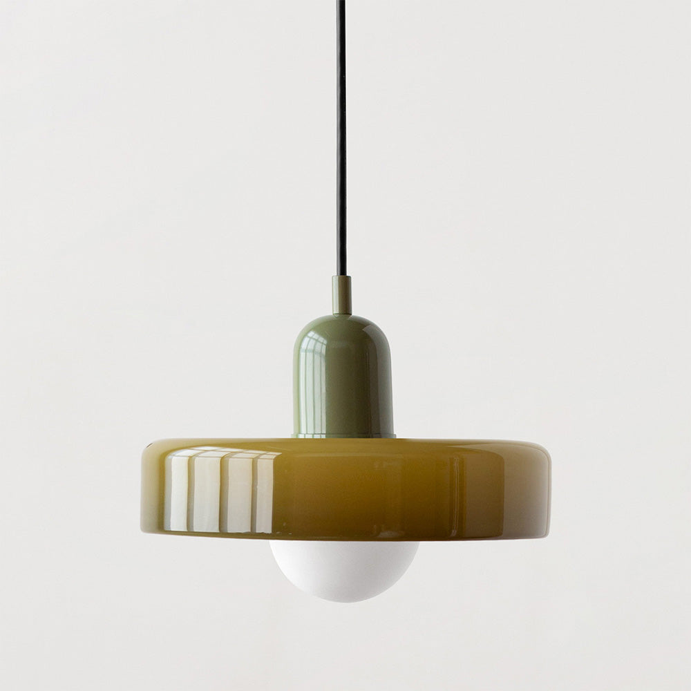 Glass Pendant Lights Bauhaus Round Flat Disc Shade Hanging Ceiling Light Home Decor