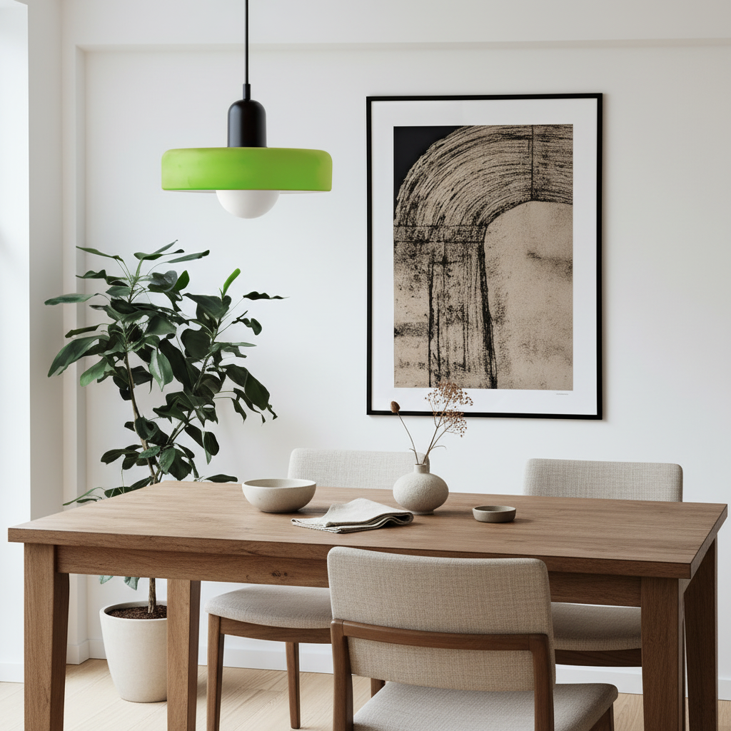 Glass Pendant Lights Bauhaus Round Flat Disc Shade Hanging Ceiling Light Home Decor
