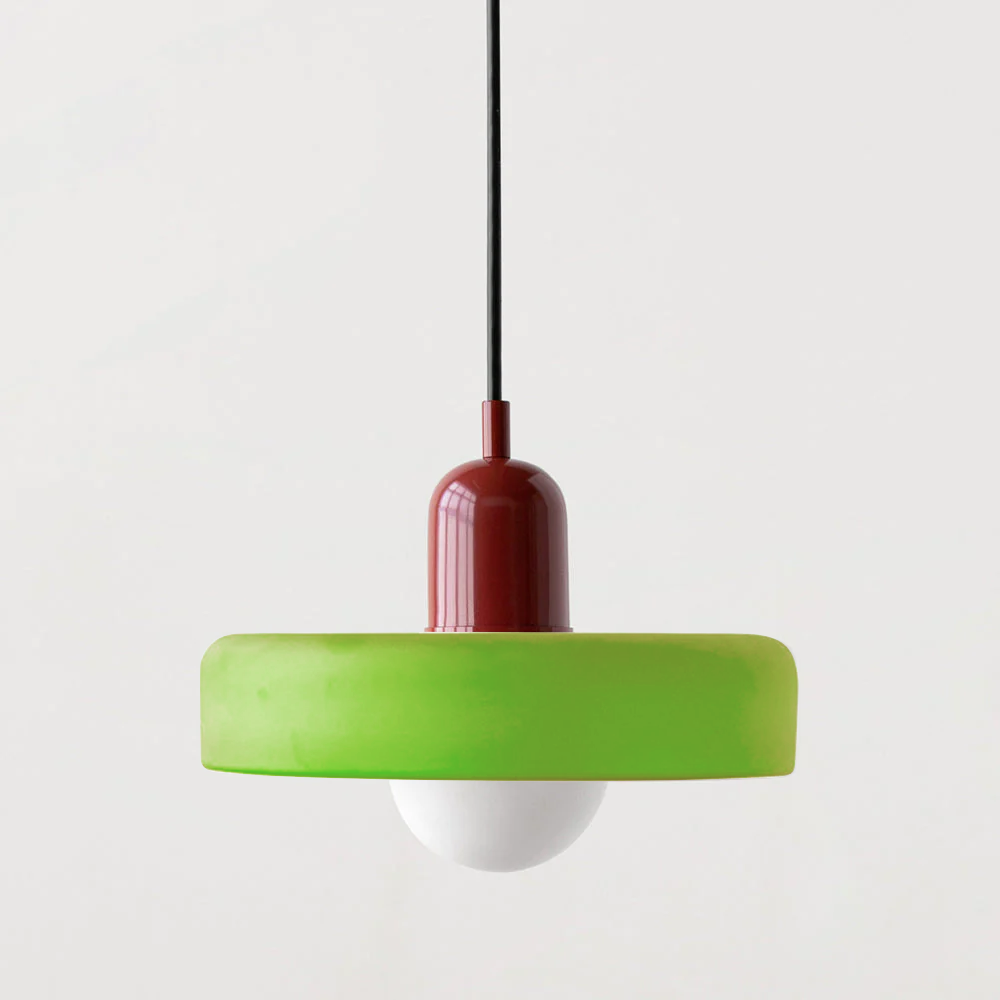 Glass Pendant Lights Bauhaus Round Flat Disc Shade Hanging Ceiling Light Home Decor