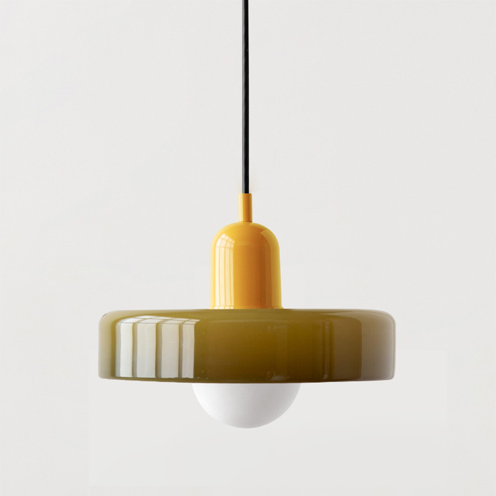 Glass Pendant Lights Bauhaus Round Flat Disc Shade Hanging Ceiling Light Home Decor
