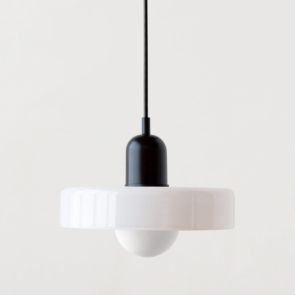 Glass Pendant Lights Bauhaus Round Flat Disc Shade Hanging Ceiling Light Home Decor
