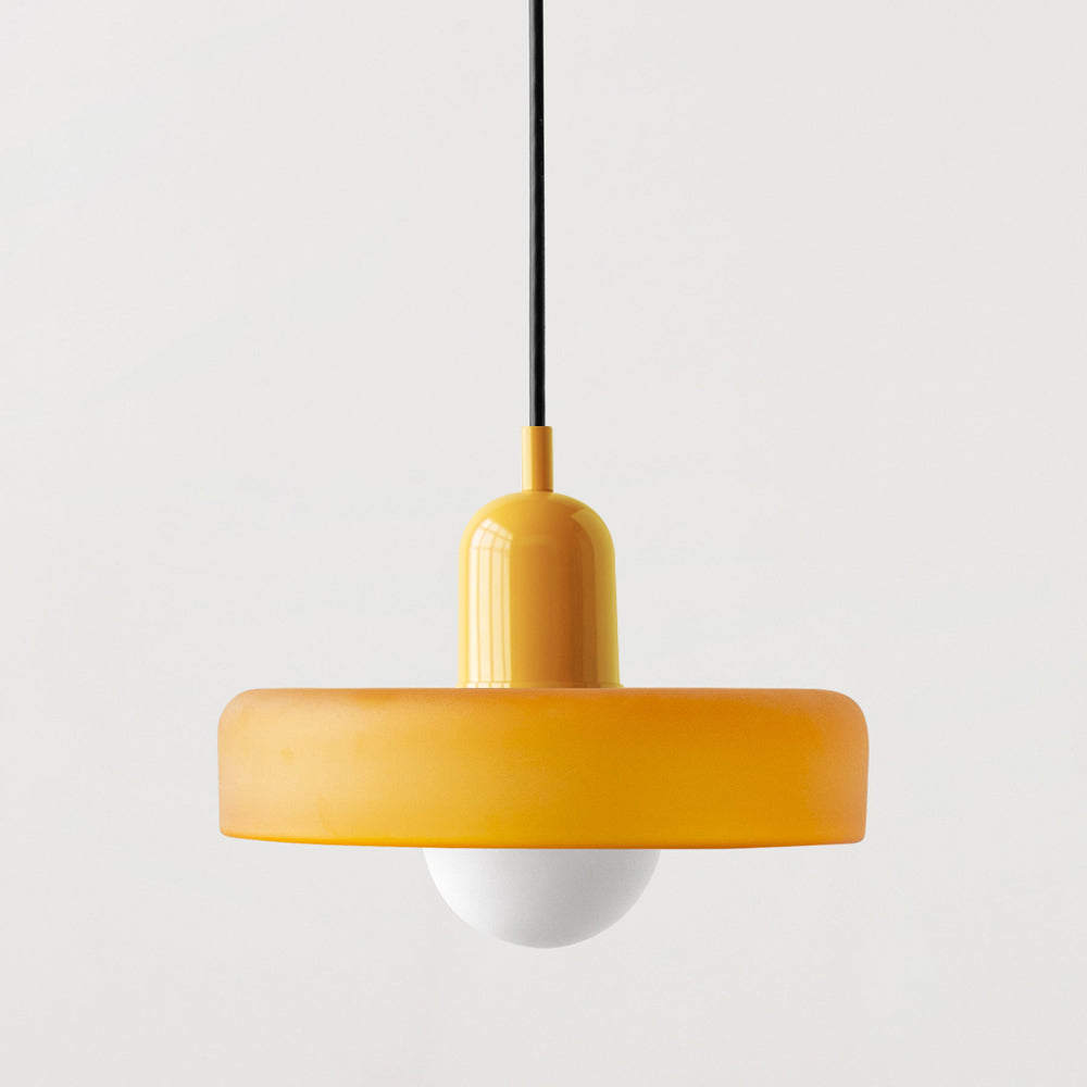 Glass Pendant Lights Bauhaus Round Flat Disc Shade Hanging Ceiling Light Home Decor