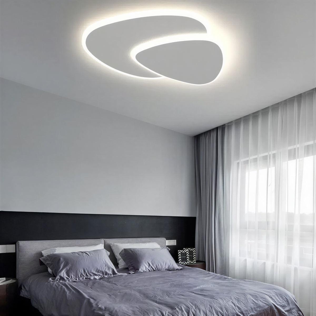 LED Ceiling Lights Double-Layer Pebble Shape Dimmable Flush Mount Bedroom Living Room