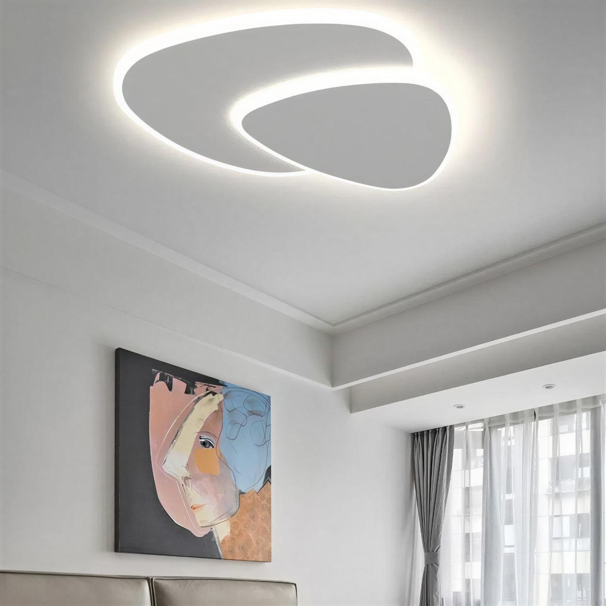 LED Ceiling Lights Double-Layer Pebble Shape Dimmable Flush Mount Bedroom Living Room