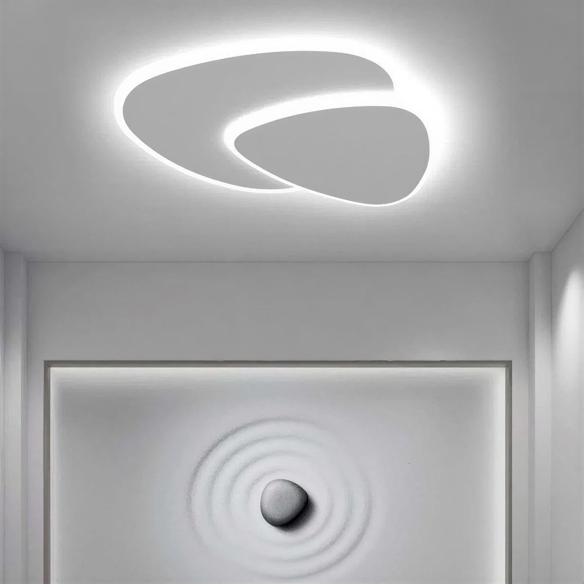 LED Ceiling Lights Double-Layer Pebble Shape Dimmable Flush Mount Bedroom Living Room