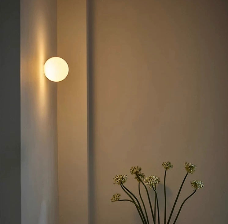 LED Modern Wall Lights Frosted Glass Globe 1-Light Round Sconce Bathroom Bedroom