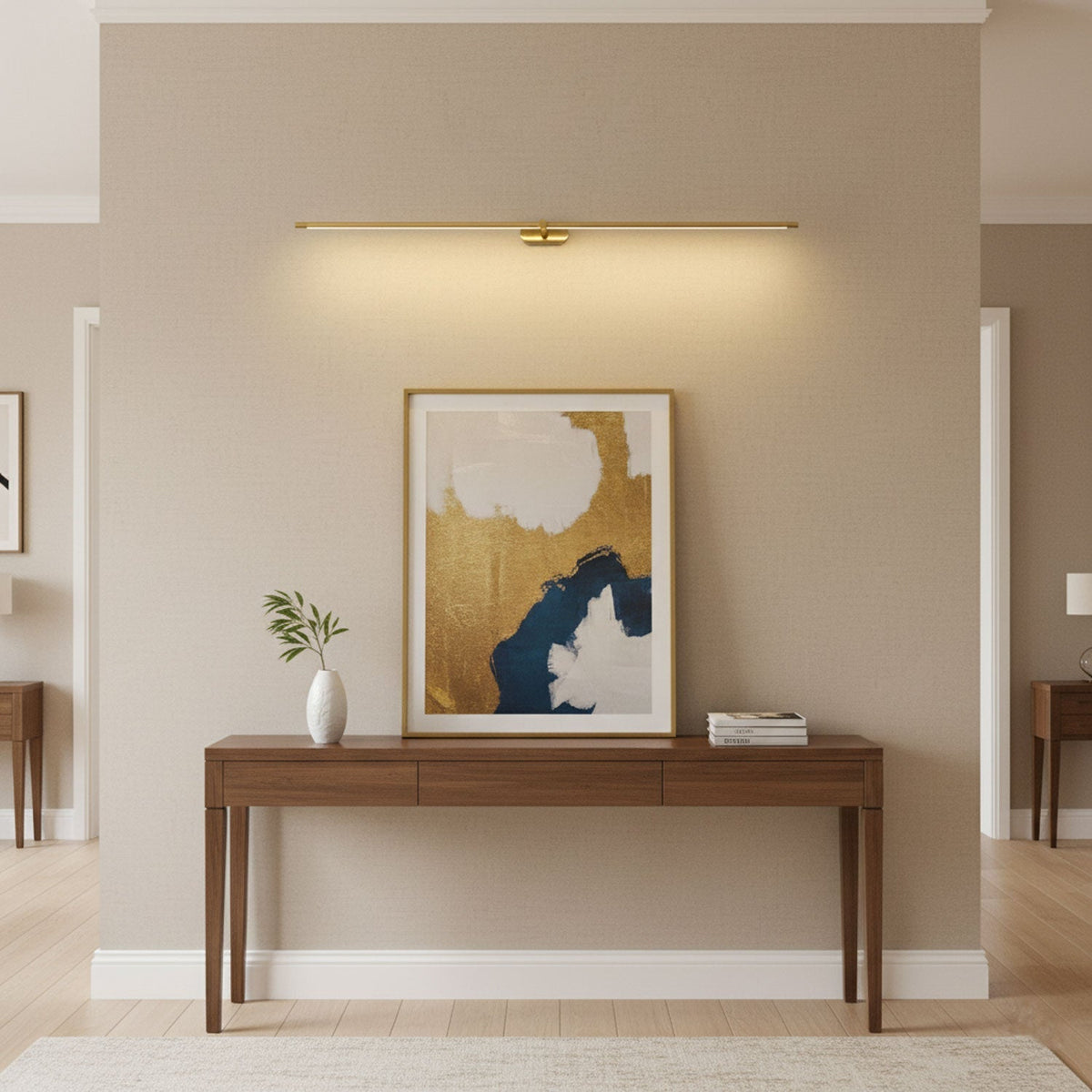 Linear Sconce Integrated LED Light Bar Black Brass Metal Hardwired Wall Vanity