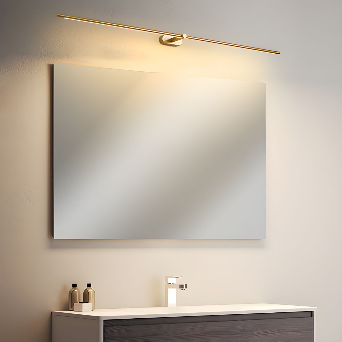 Linear Sconce Integrated LED Light Bar Black Brass Metal Hardwired Wall Vanity