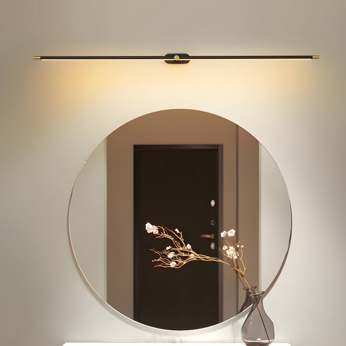 Linear Sconce Integrated LED Light Bar Black Brass Metal Hardwired Wall Vanity