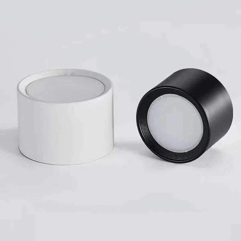 LED Ceiling Light Fixture Round Surface Mount Black Cylinder Downlight Warm White