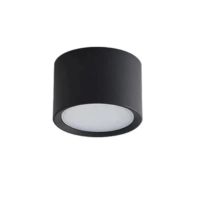LED Ceiling Light Fixture Round Surface Mount Black Cylinder Downlight Warm White