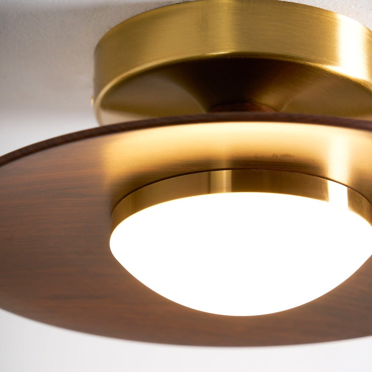 Walnut Disc Ceiling Lights Brass Canopy Semi Flush Mount Dome Shade Bedroom Hallway