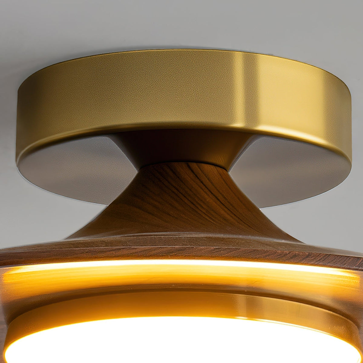 Walnut Disc Ceiling Lights Brass Canopy Semi Flush Mount Dome Shade Bedroom Hallway