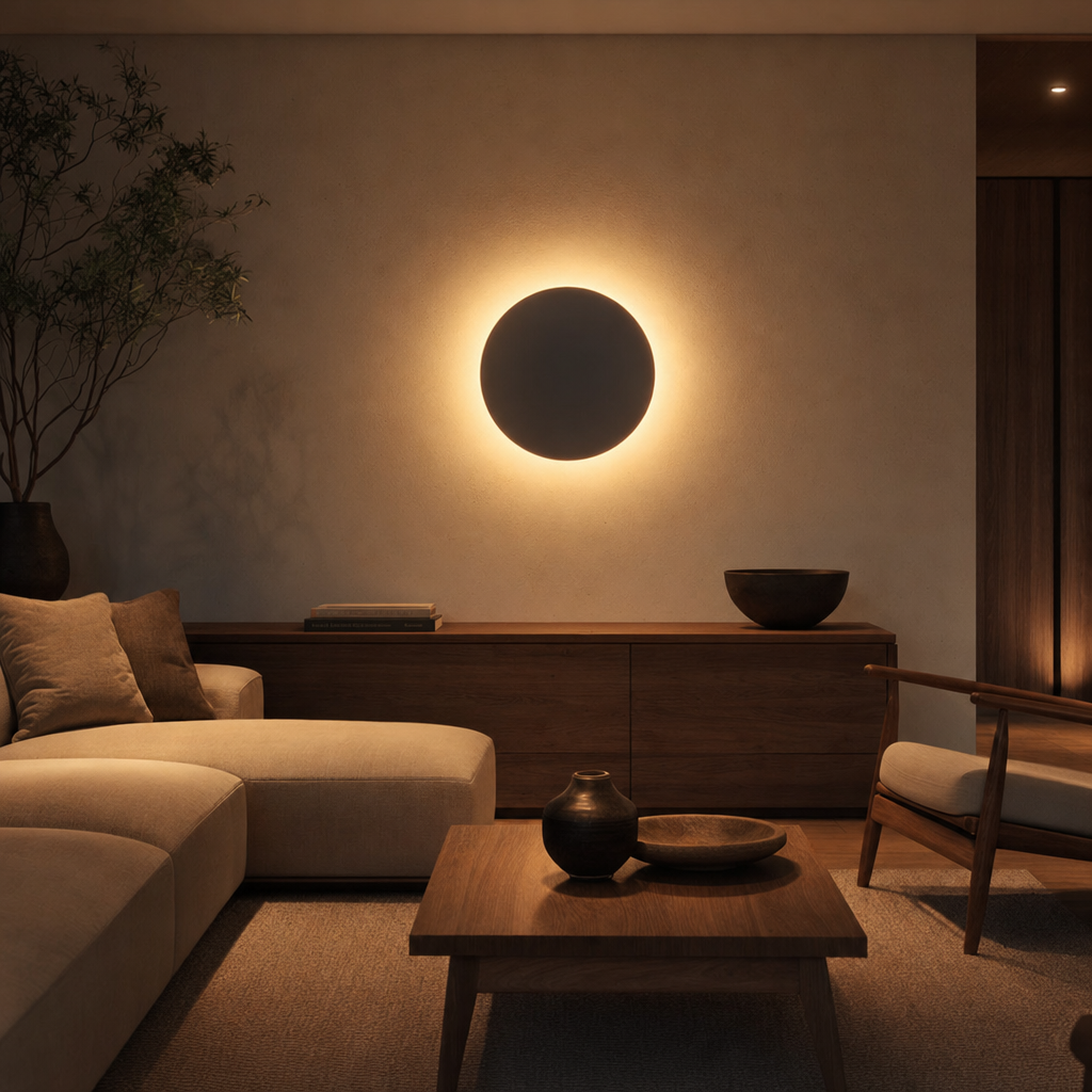 LED Lamps for Home Round Wall Sconce Backlit Halo Glow Indoor Accent Lighting