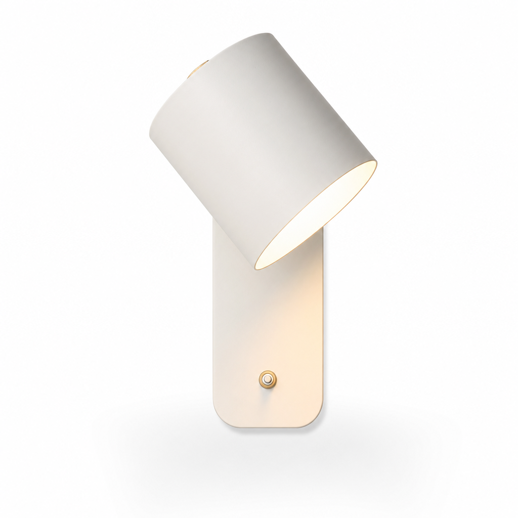 Metal Wall Sconce Adjustable Cylinder Shade Brass Toggle Switch Dimmable Bedside Light