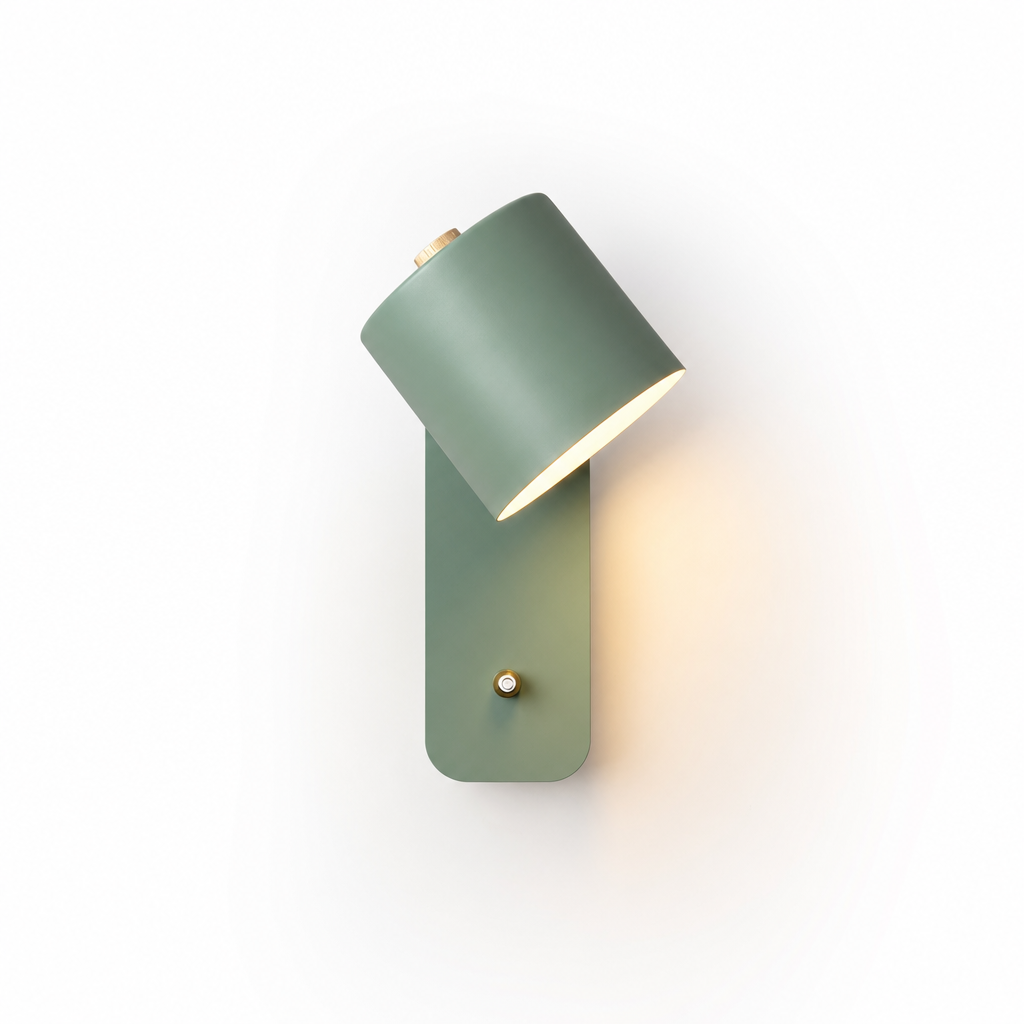 Metal Wall Sconce Adjustable Cylinder Shade Brass Toggle Switch Dimmable Bedside Light