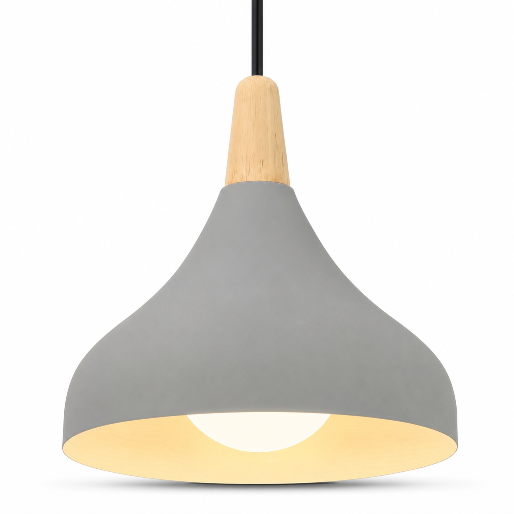 Pendant Ceiling Lights Teardrop Dome Shade Wood Top Hanging Kitchen Island Lighting