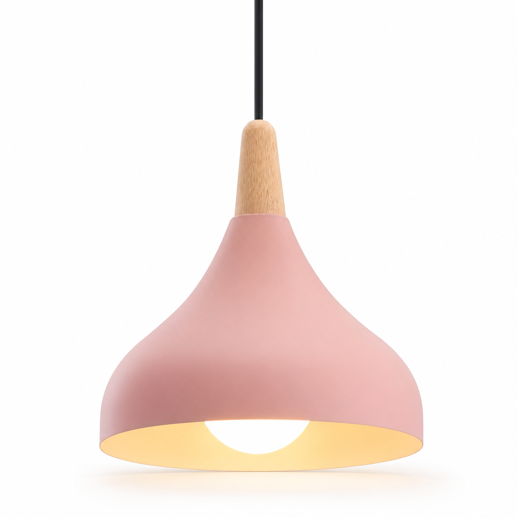 Pendant Ceiling Lights Teardrop Dome Shade Wood Top Hanging Kitchen Island Lighting