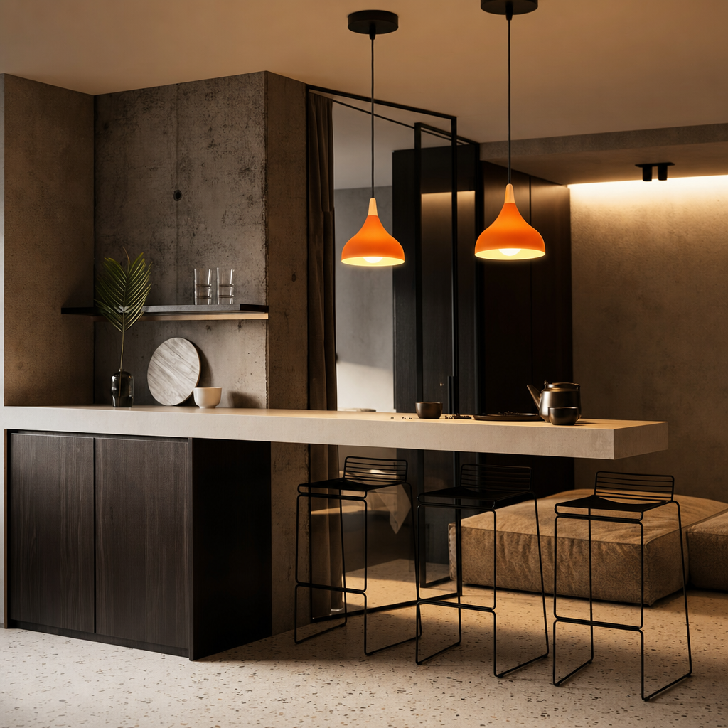 Pendant Ceiling Lights Teardrop Dome Shade Wood Top Hanging Kitchen Island Lighting