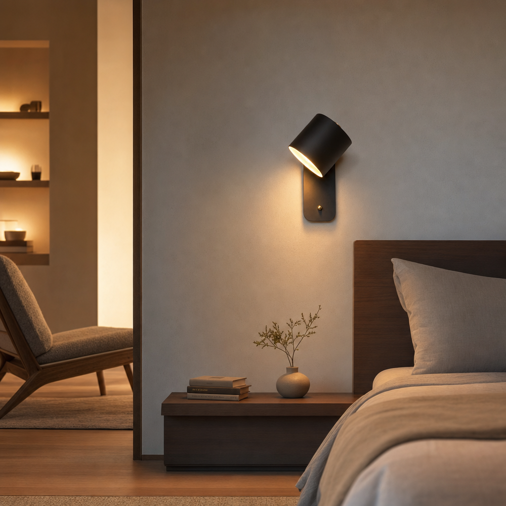Metal Wall Sconce Adjustable Cylinder Shade Brass Toggle Switch Dimmable Bedside Light