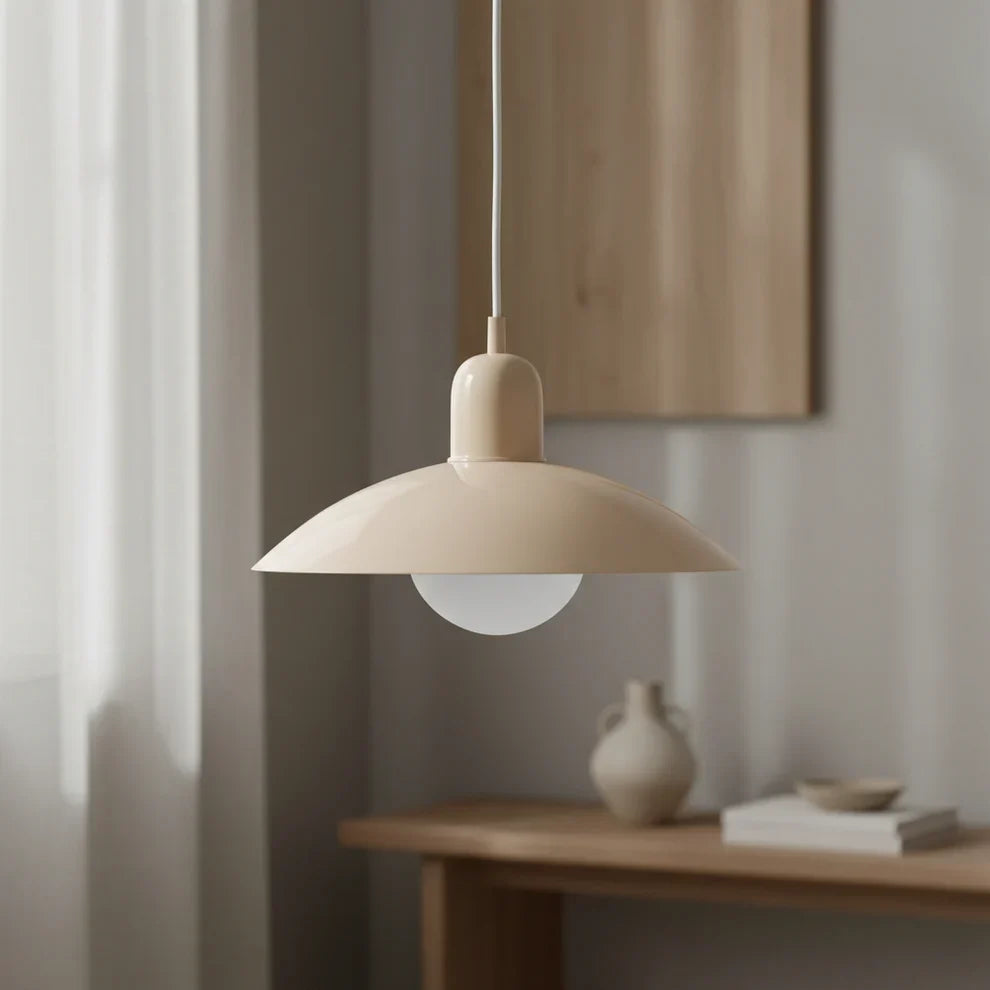 Metal Pendant Light Macaron Dome Shade Glass Globe Scandinavian Over Table Ceiling
