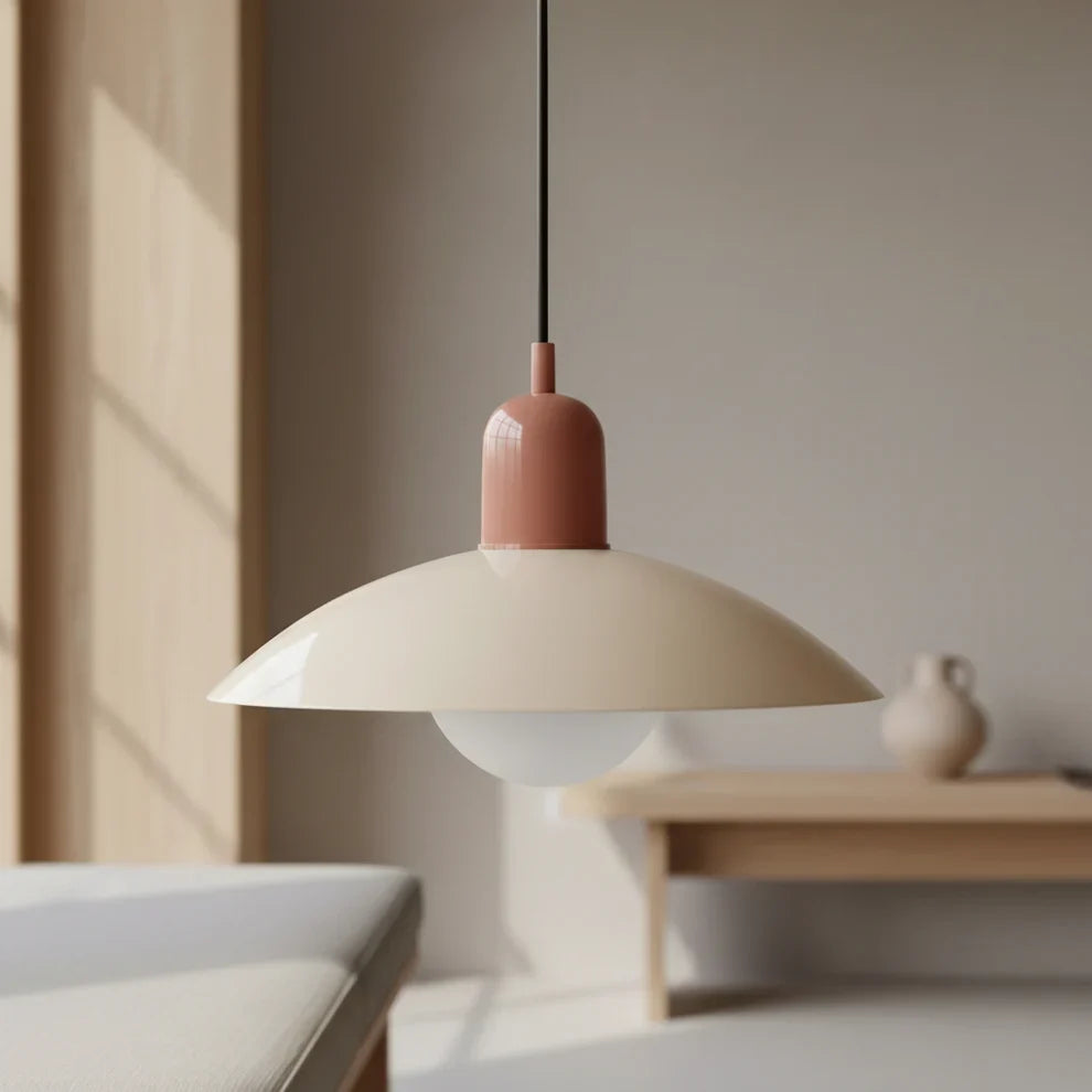 Metal Pendant Light Macaron Dome Shade Glass Globe Scandinavian Over Table Ceiling
