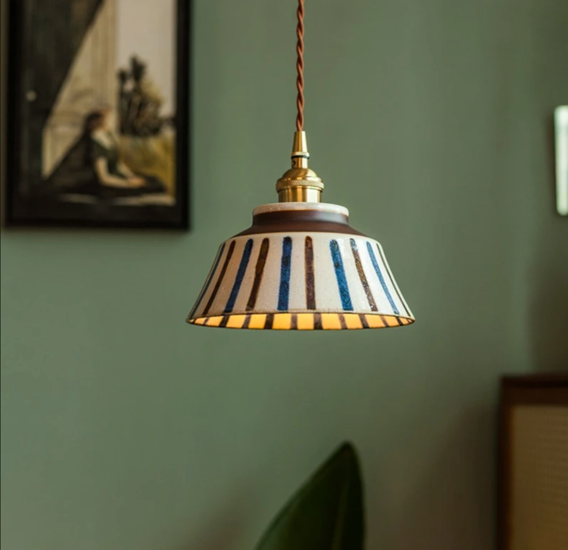 Ronja – Hand-Painted Ceramic Pendant Light BO-HA Sunburst Lines