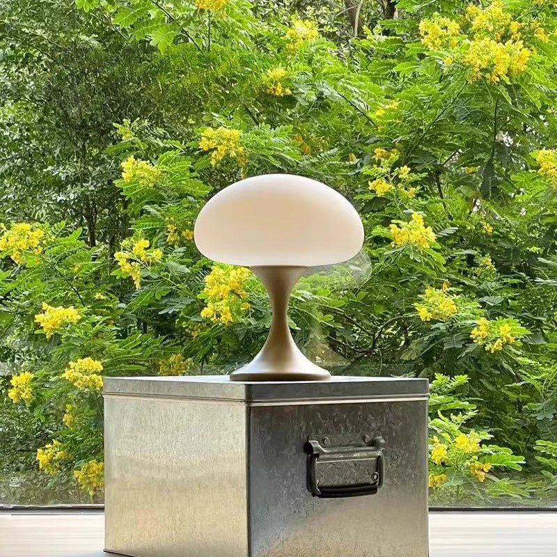 LED Table Lamp Mushroom Dome Shade Red Tulip Base Bedside Nightstand Desk Light