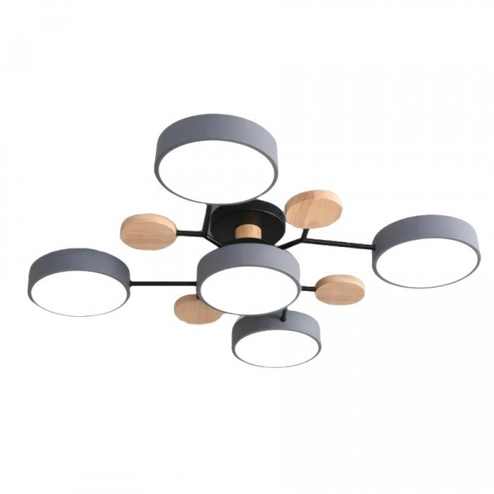 LED Ceiling Light Scandinavian 4-7 Arm Round Wood Accent Flush Mount Fixture