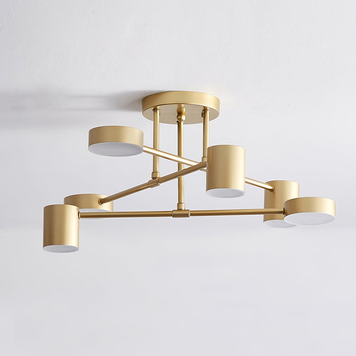 Axis 6-light sputnik LED semi flush mount ceiling light in gold