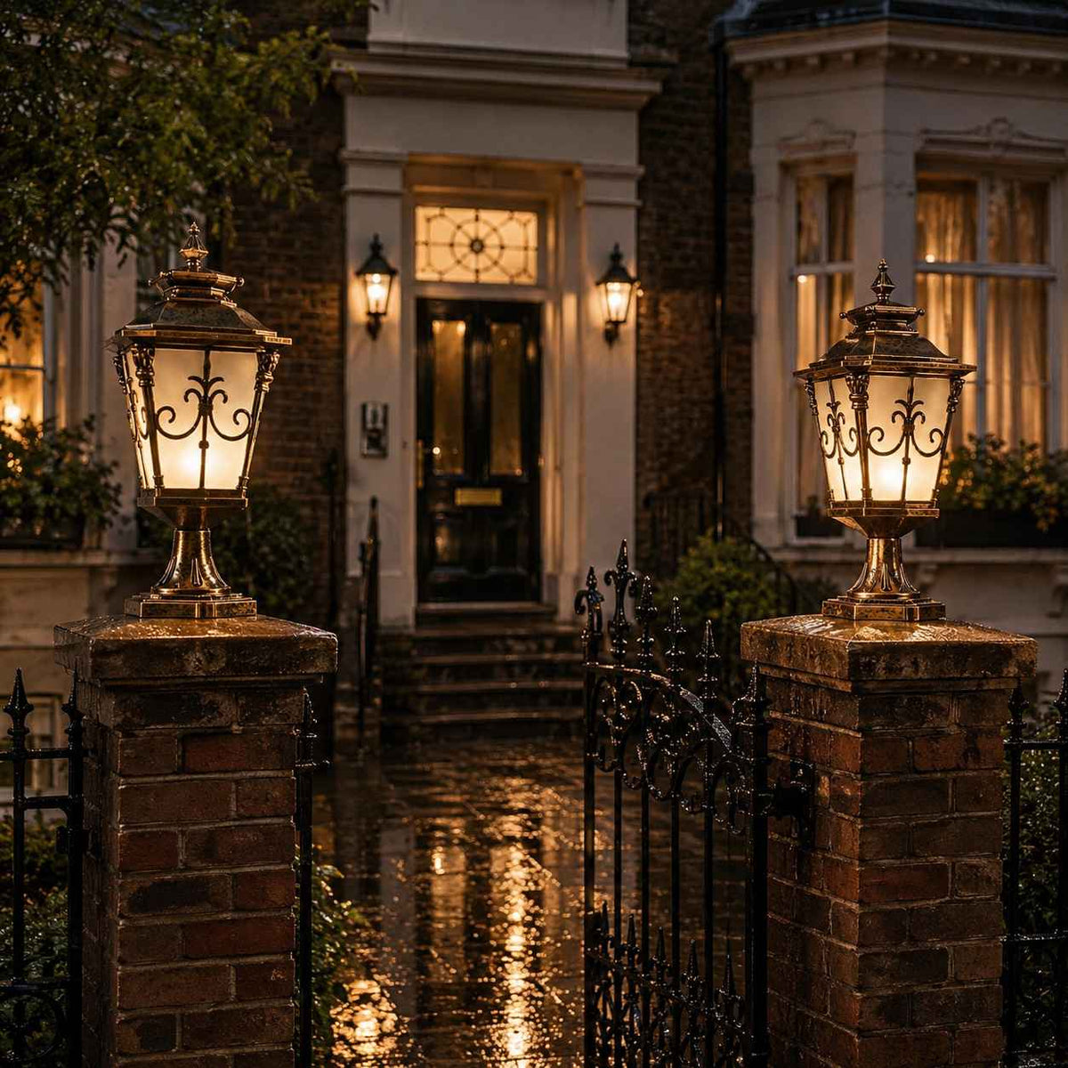 Solar Lights Outdoor Post Cap Light Black Scrollwork Frosted Glass Lantern Fence Patio