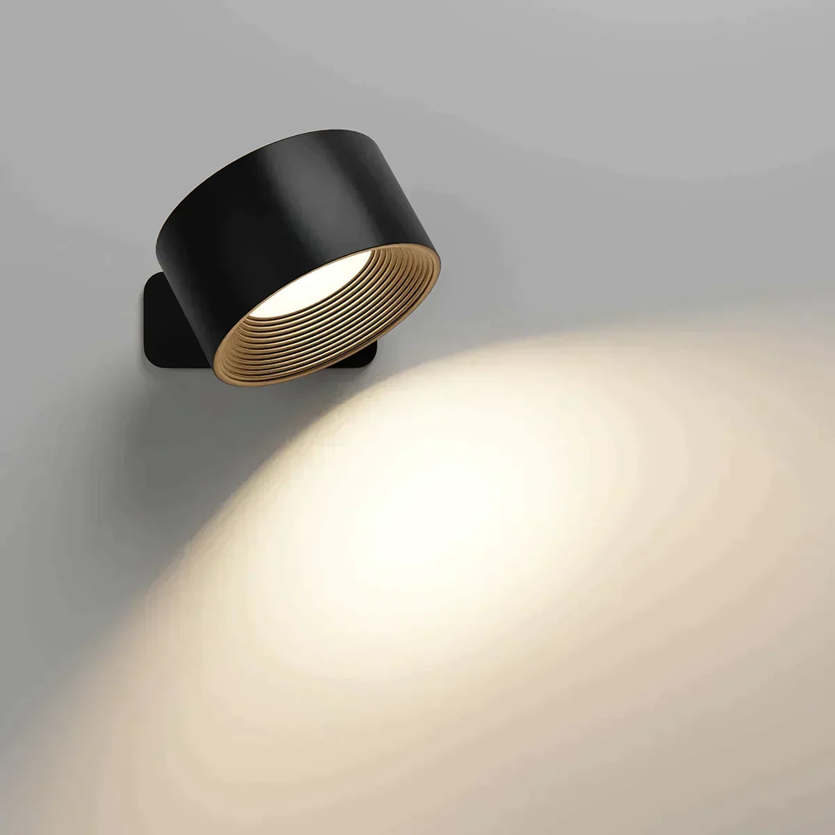 Wall Light Fixture Cordless Rechargeable 360° Rotating LED Black Touch Control Bedside Reading