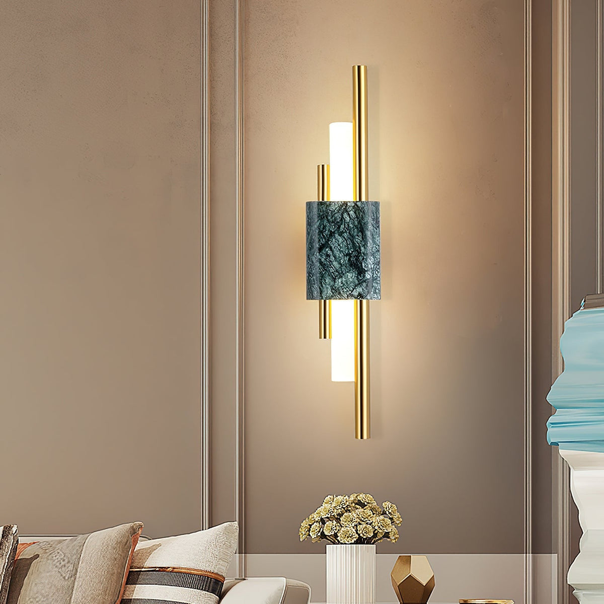 Alcochete wall sconce marble pattern detail view